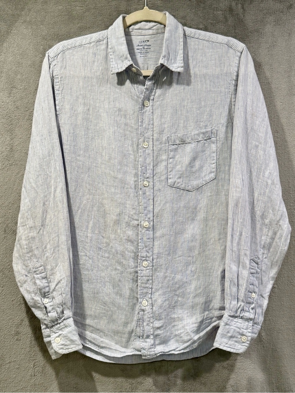J Crew Shirt Mens Small Blue White Irish Linen Baird Mcnutt Slim Button Up - Picture 1 of 6